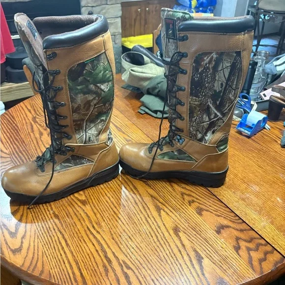 REDHEAD BRAND SIZE 12 M EUC SNAKE PROOF LACE UP CAM AND LEATHER HUNTING BOOTS - Picture 6 of 10